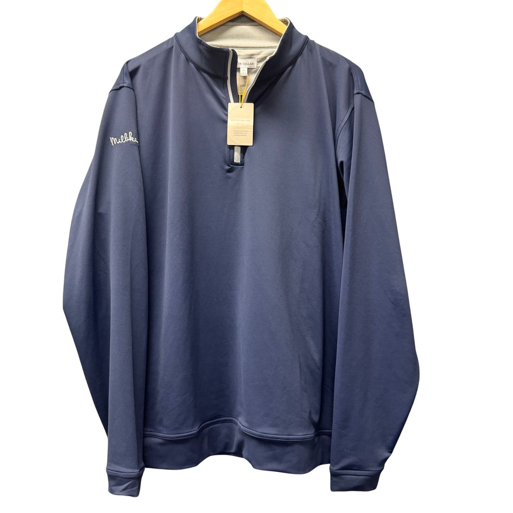 Peter Millar 1/4 Zip Pullover Mens XL Navy Blue MILLIKEN Perth Crown Sport NEW